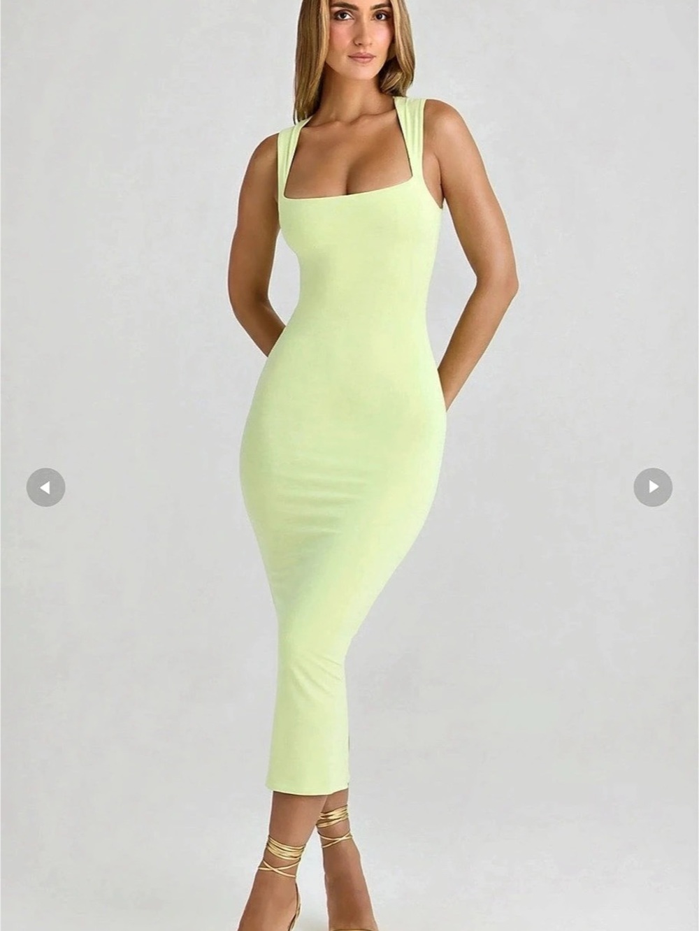 Oh Polly Midi Bodycon Dress in Green NWT